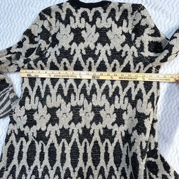 Lucky Brand Live in Love Cardigan Wmns 1X Black Cream Open Sweater Pockets Boho - Picture 8 of 12